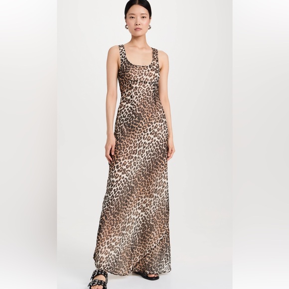 GANNI Leopard-print recycled-chiffon maxi dress - Picture 3 of 6